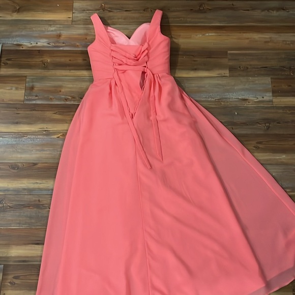 Women’s Coral Formal Gown Size 6, Floor Length, Side Slit, Corset Back, Prom - Picture 3 of 5
